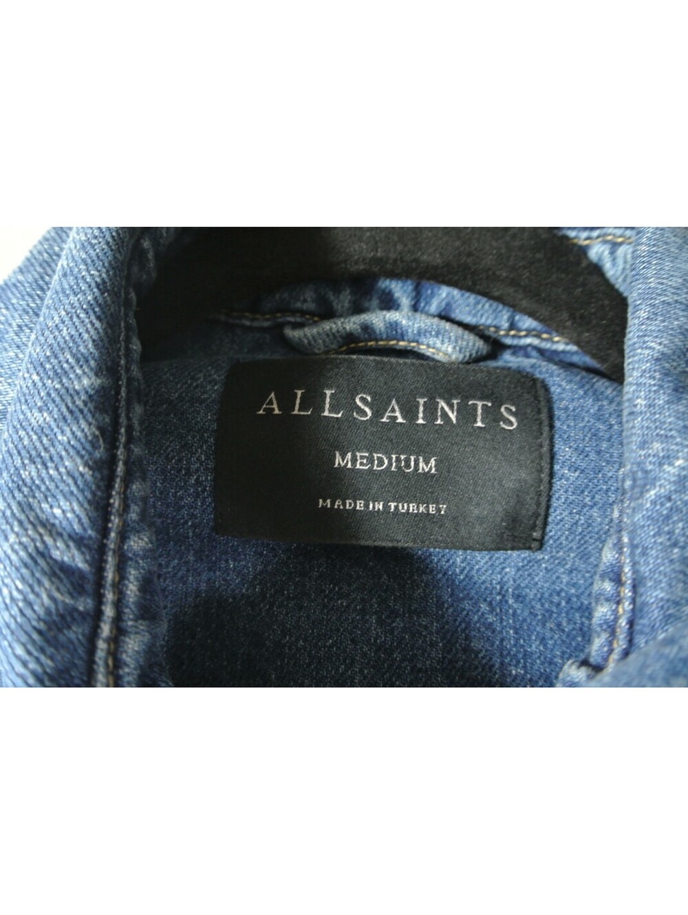 NEW, AllSaints Enna Embellished Denim Snap-Up Shirt in Indigo Sz M #SJ2506 - Picture 9 of 11